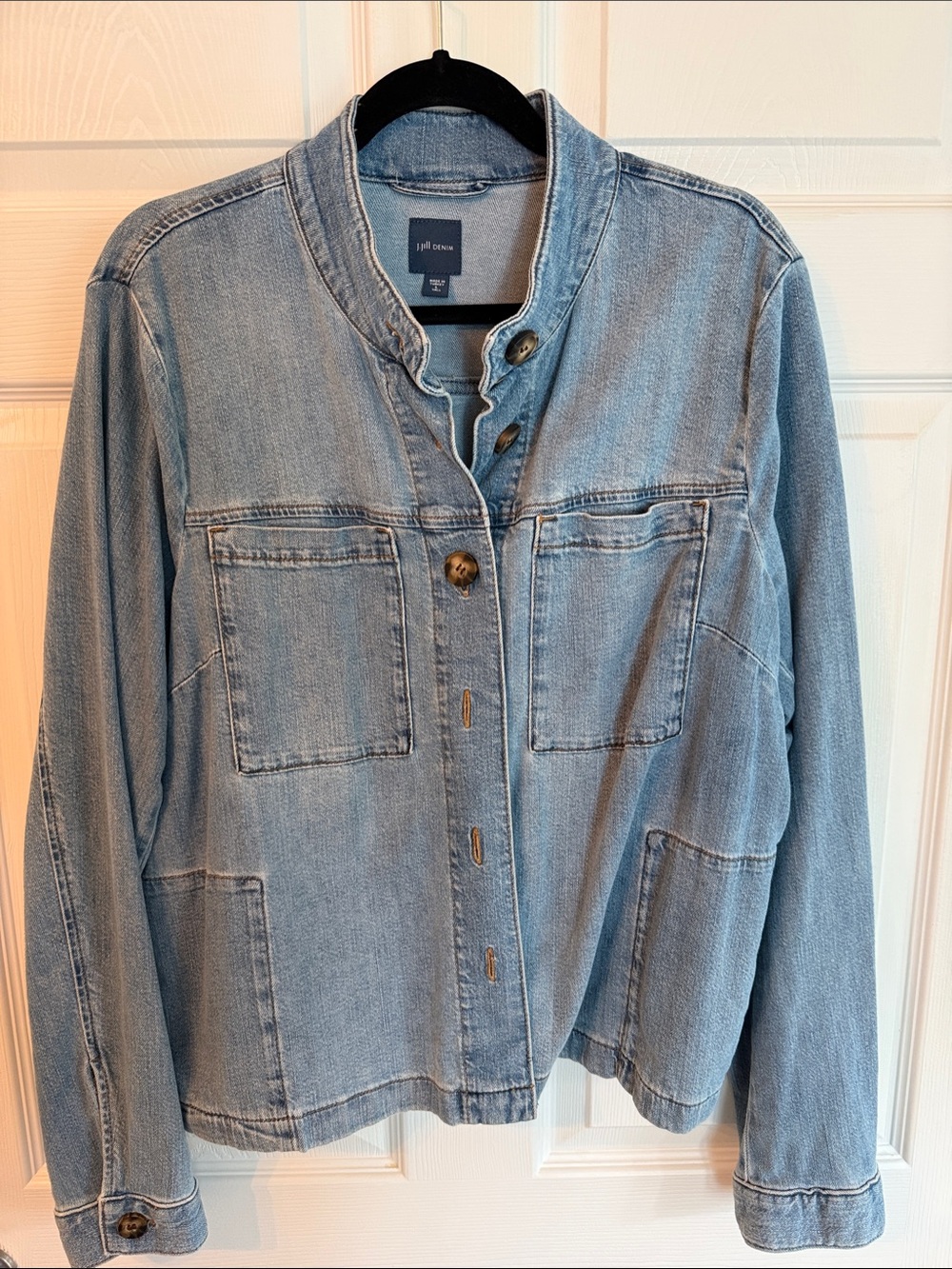 J. Jill Light Wash Denim Jacket - Pale Blue